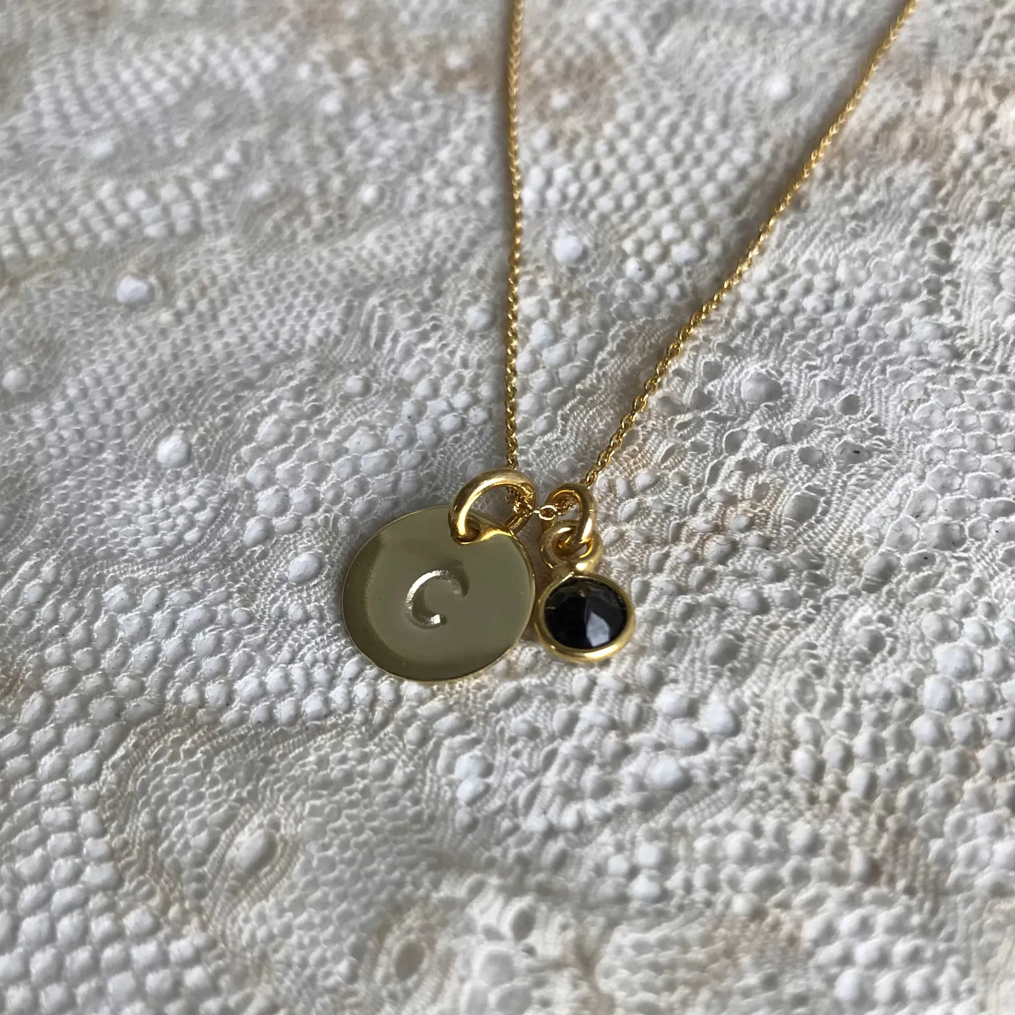 onyx | 'initial coin' necklace | 24k gold plated