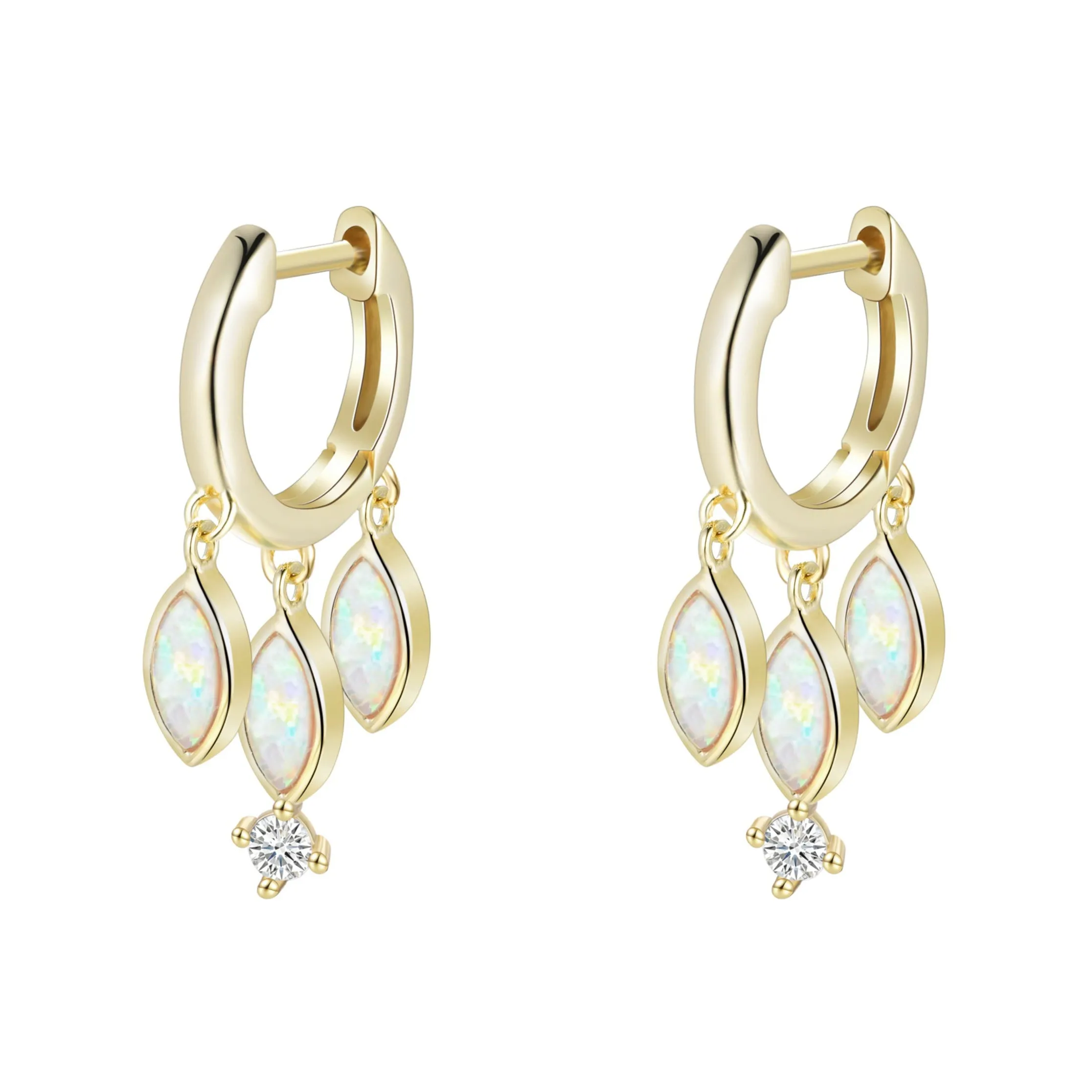 Opal Boho Shaker Huggie Earrings