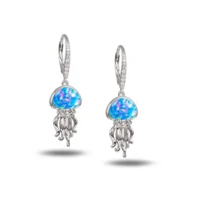 Opal Button Jellyfish Leverback Earrings by Alamea