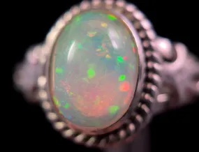 OPAL RING, Pinfire - Sterling Silver, Size 8 - Ethiopian Opal Rings for Women, Bridal Jewelry, Welo Opal, 49192