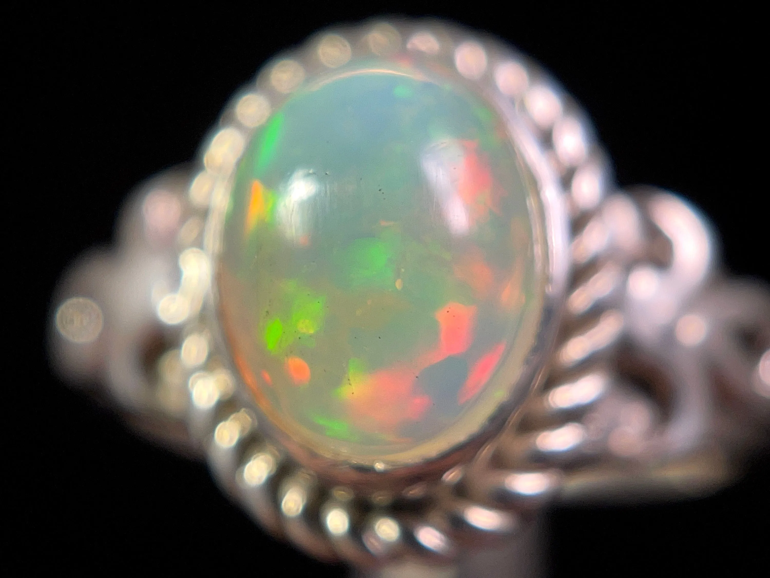 OPAL RING - Sterling Silver, Size 5 - Ethiopian Opal Rings for Women, Bridal Jewelry, Welo Opal, 49238