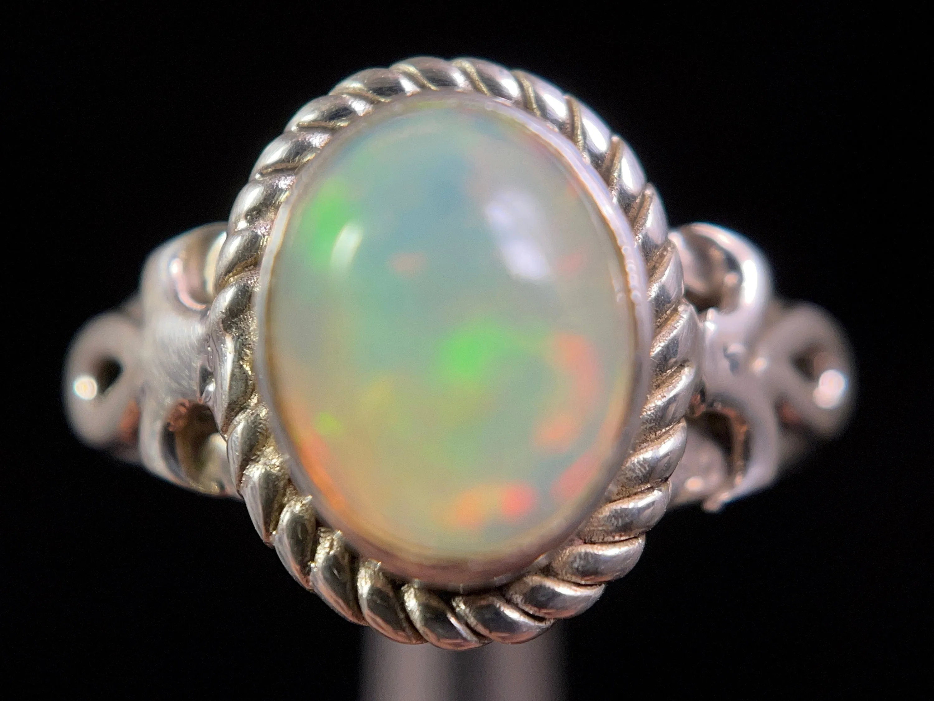 OPAL RING - Sterling Silver, Size 5 - Ethiopian Opal Rings for Women, Bridal Jewelry, Welo Opal, 49238