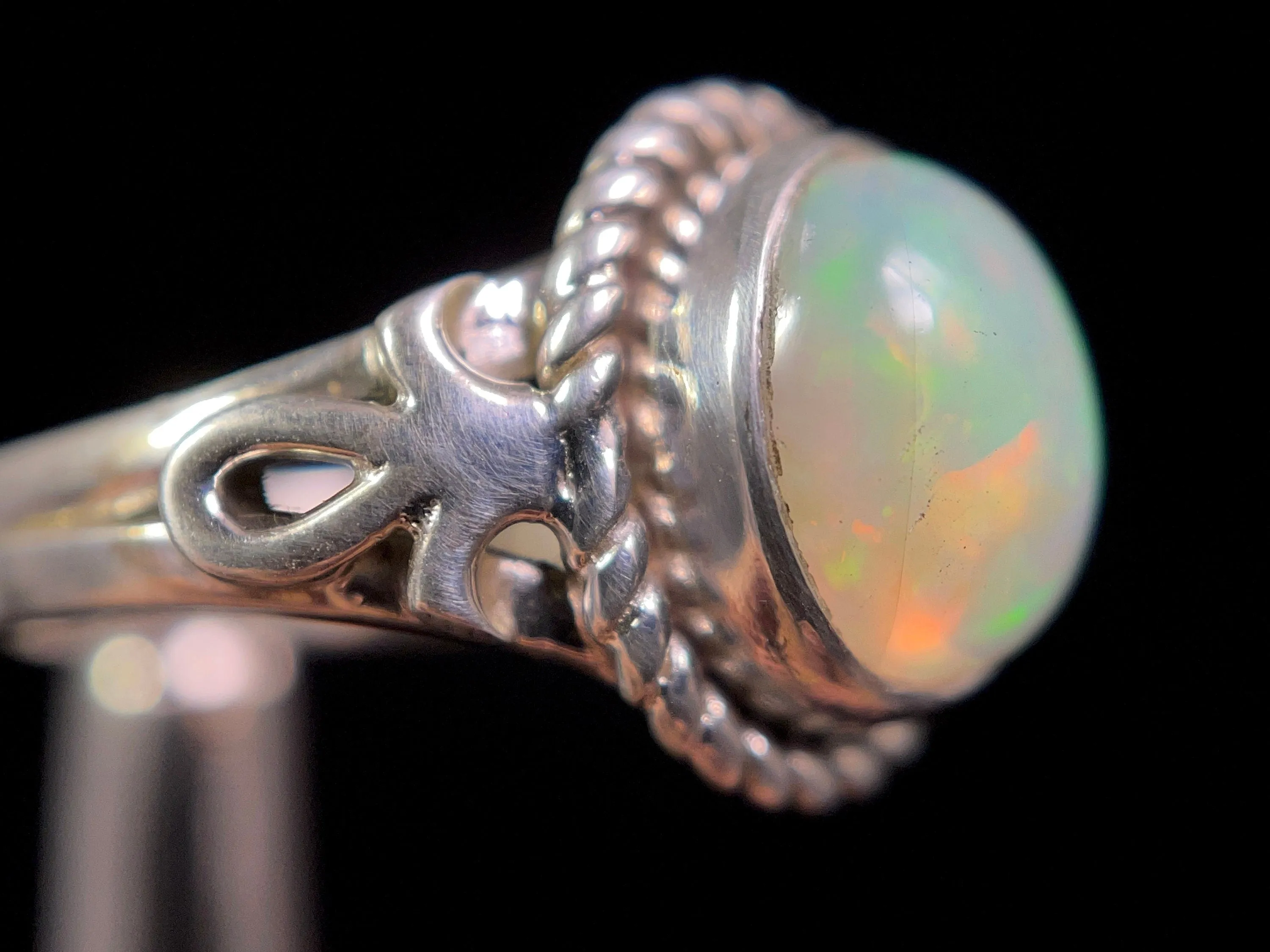 OPAL RING - Sterling Silver, Size 5 - Ethiopian Opal Rings for Women, Bridal Jewelry, Welo Opal, 49238