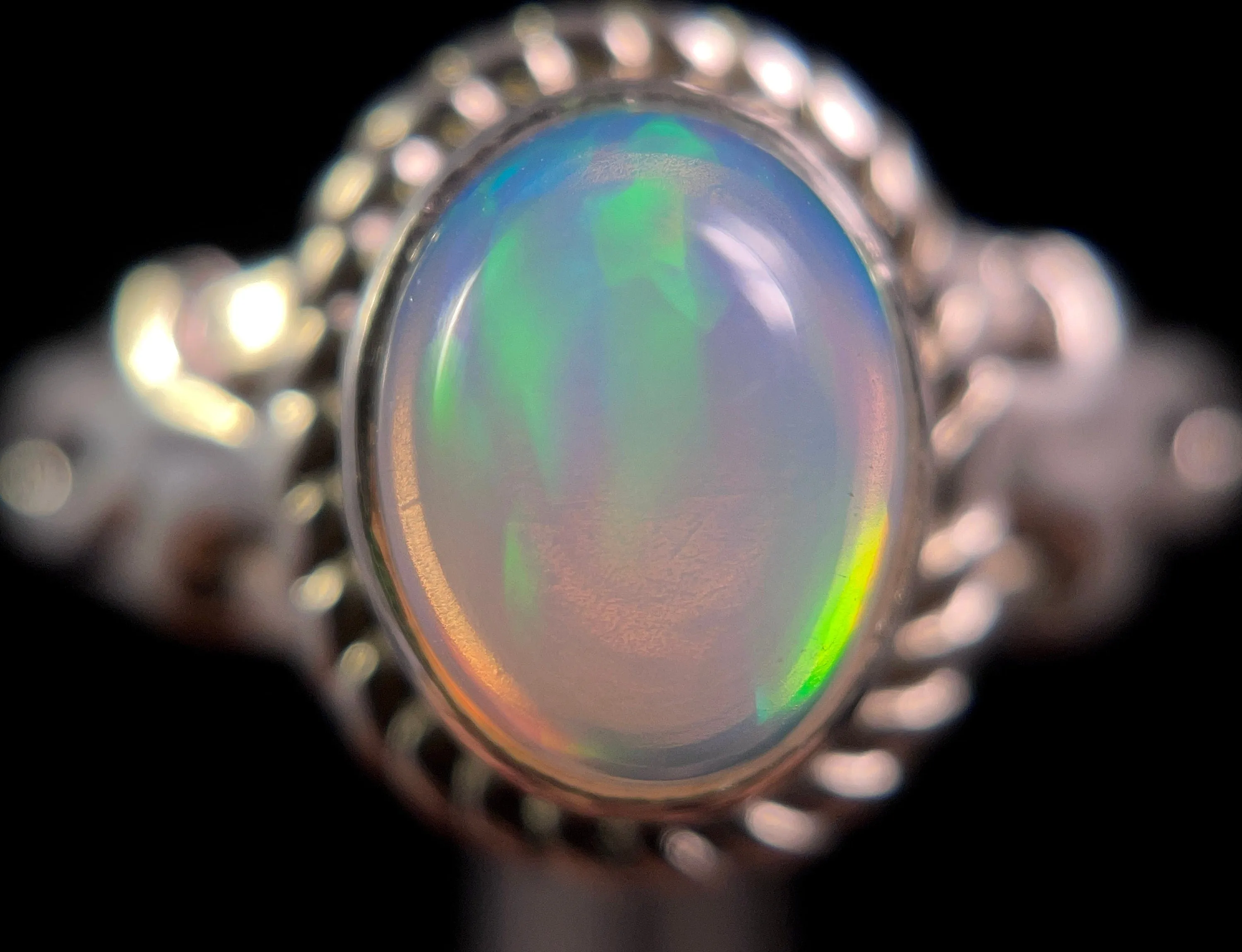 OPAL RING - Sterling Silver, Size 7.5 - Ethiopian Opal Rings for Women, Bridal Jewelry, Welo Opal, 49201