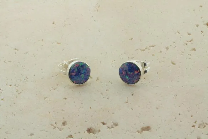 opal stud - circle - grape