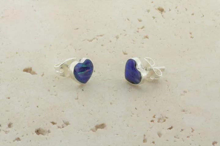 opal stud - heart - grape