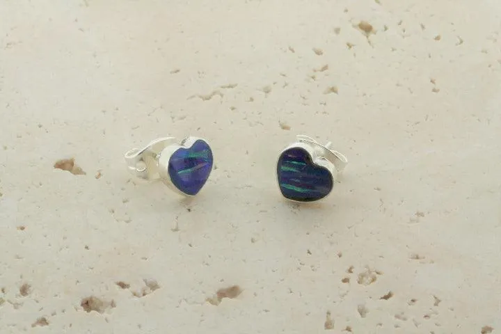 opal stud - heart - grape