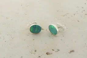 opal stud - oval - green lime