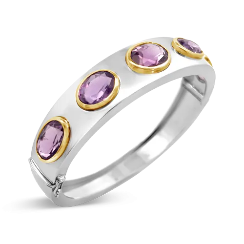 Oval Amethyst Bangle Bracelet