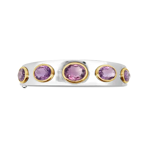 Oval Amethyst Bangle Bracelet