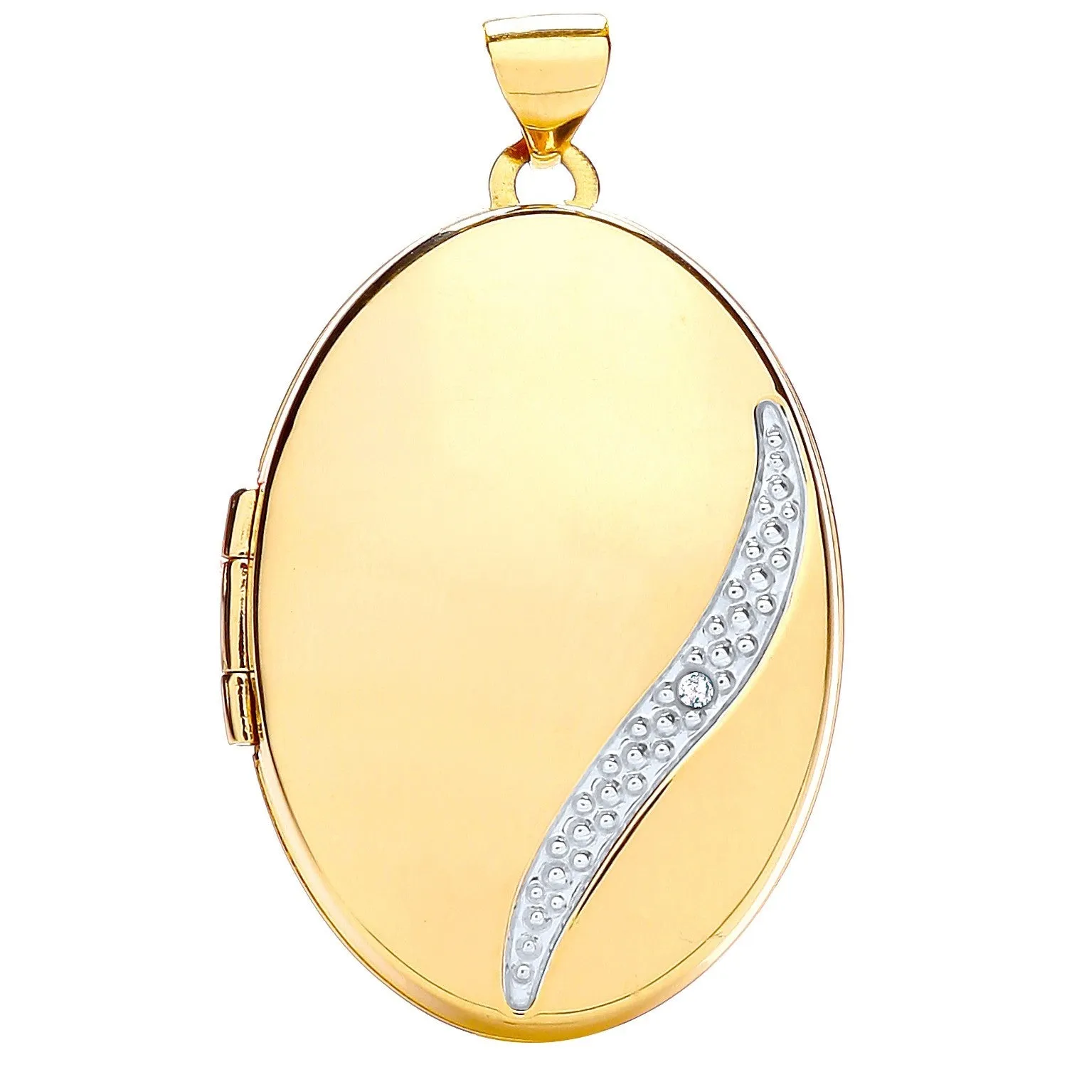 Oval Shaped Diamond Set Locket Pendant in 9ct Yellow Gold