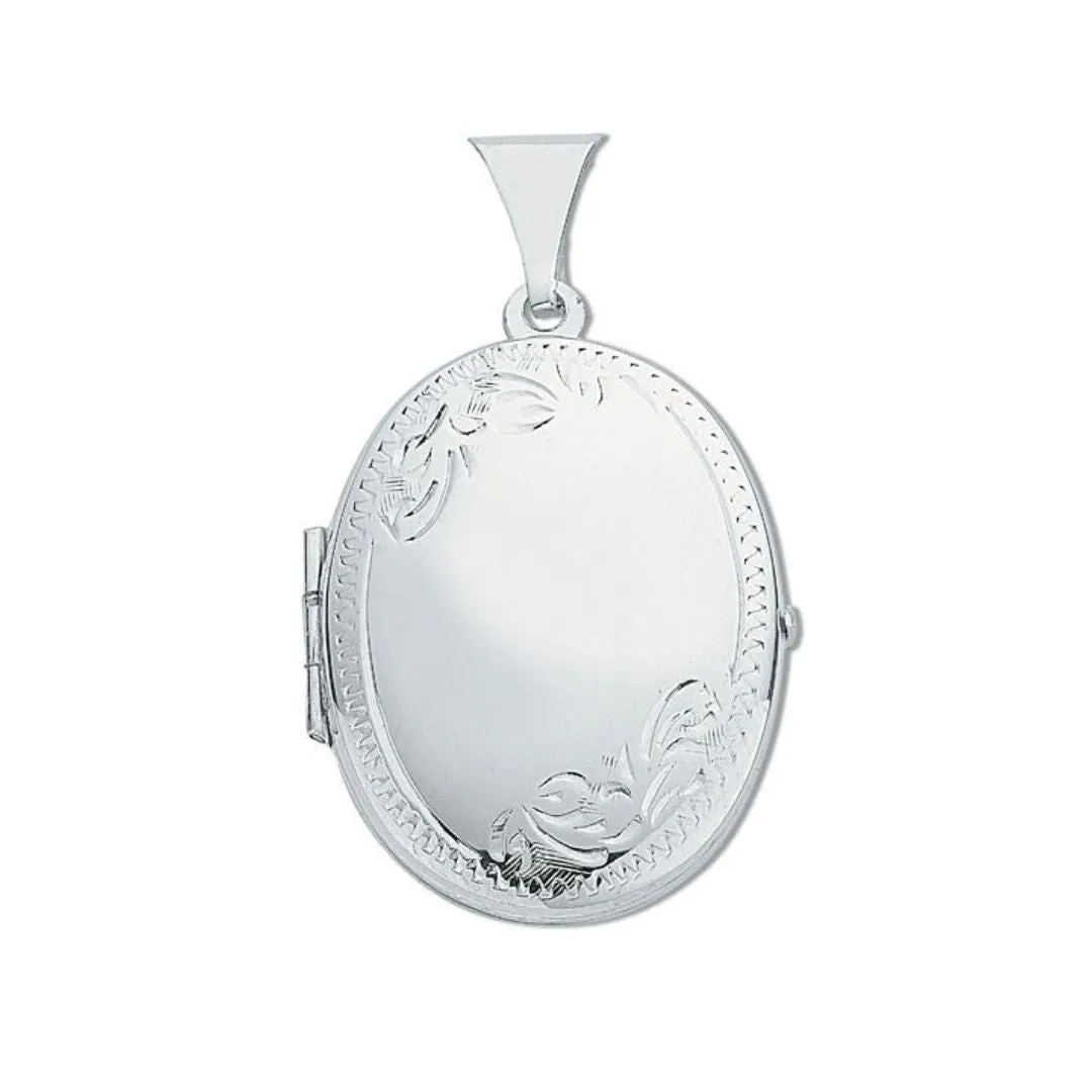 Oval Shaped Locket Pendant Necklace in Sterling Silver 925