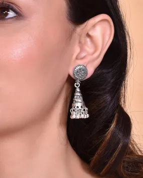 Oxidised Silver Plated Contemporary Jhumka - Voj