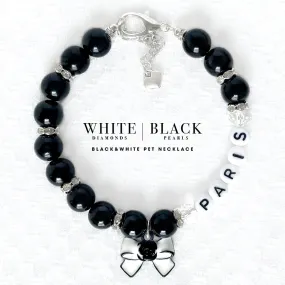 Paris White & Black Personalized Black Pearl Dog Necklace Luxury Pet Jewelry