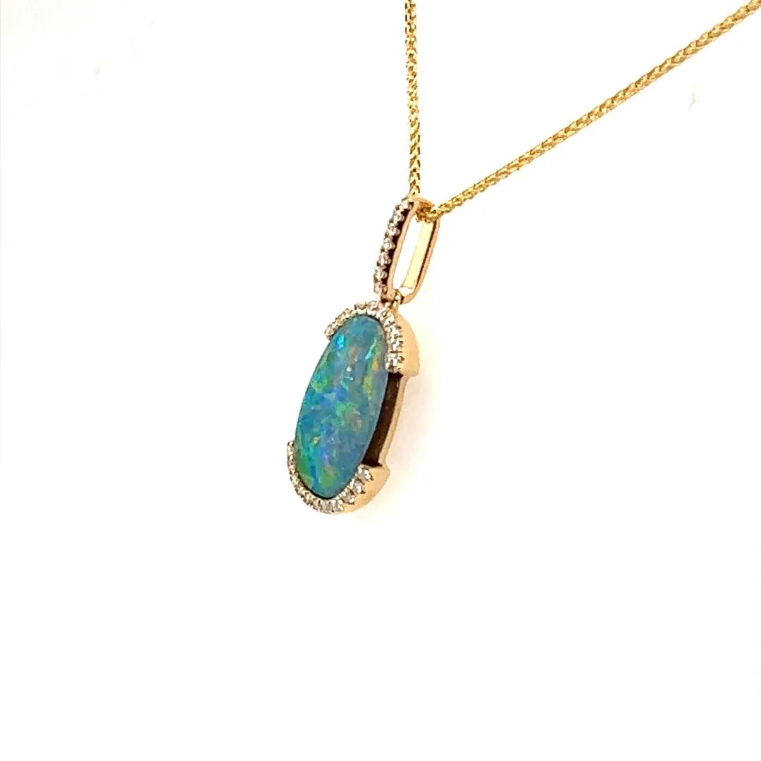 Parle Yellow Gold Austrian Opal Doublet Pendant PMDBT3A294-2CI