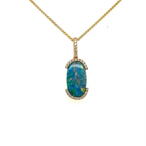 Parle Yellow Gold Austrian Opal Doublet Pendant PMDBT3A294-2CI