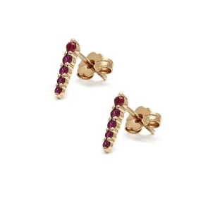 Pavé Pointe Stud Earring (Medium) - Yellow Gold & Ruby