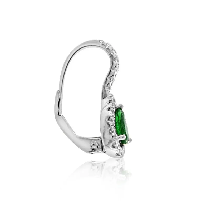 Pear Shape Emerald and Diamond Drop Earrings 1.05ct tw