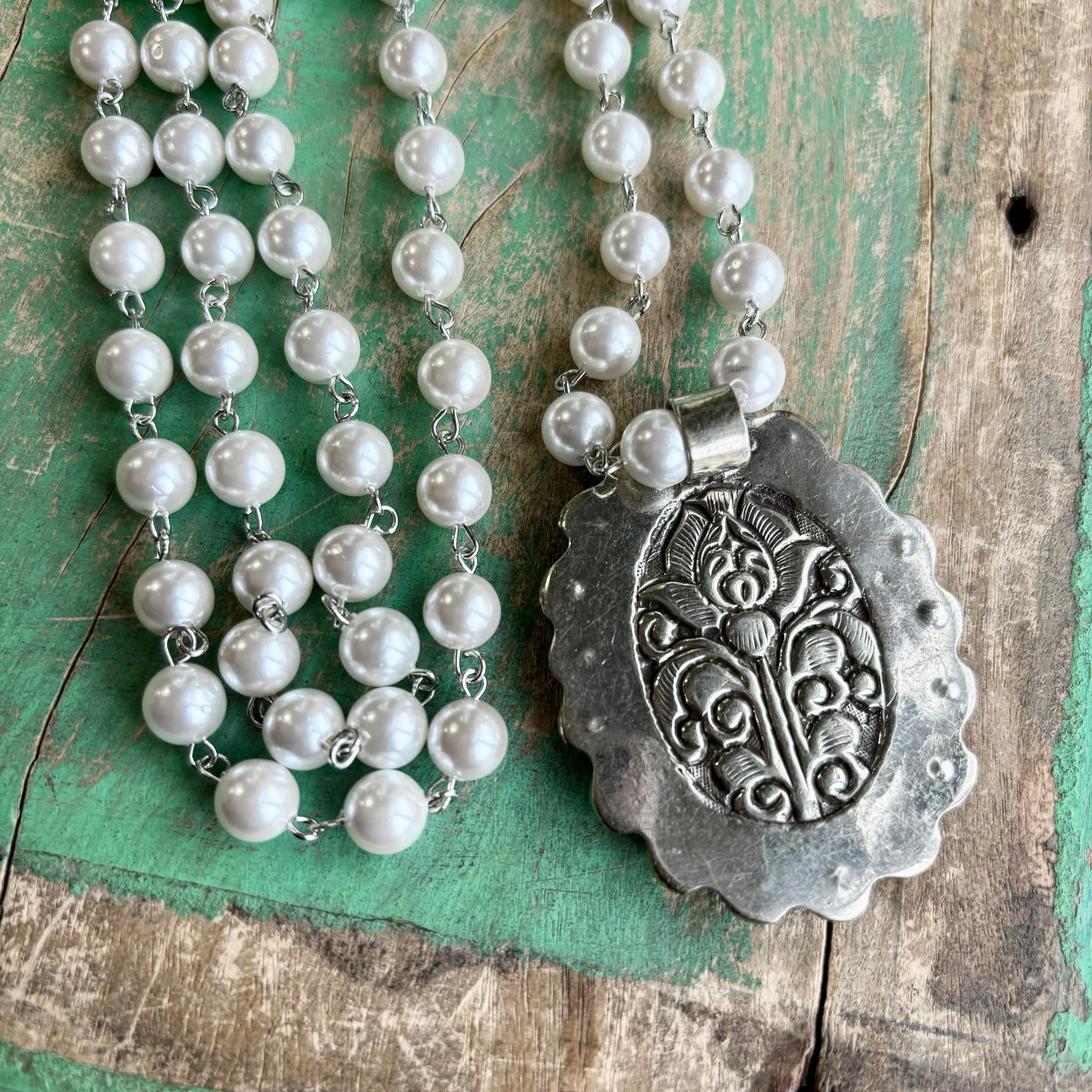 Pearly Virgencita Necklace