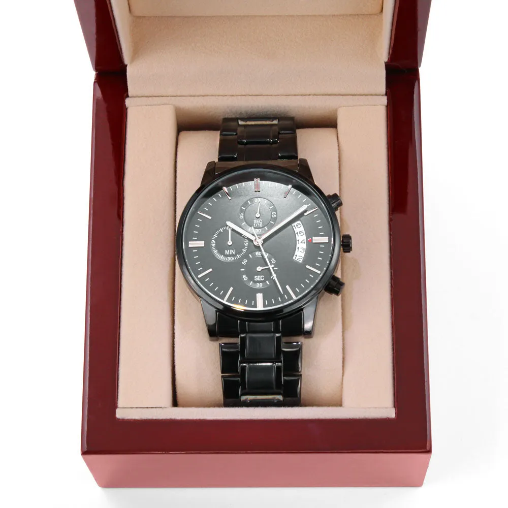 Personalized Black Chronograph Watch | Valentine's Day Gift