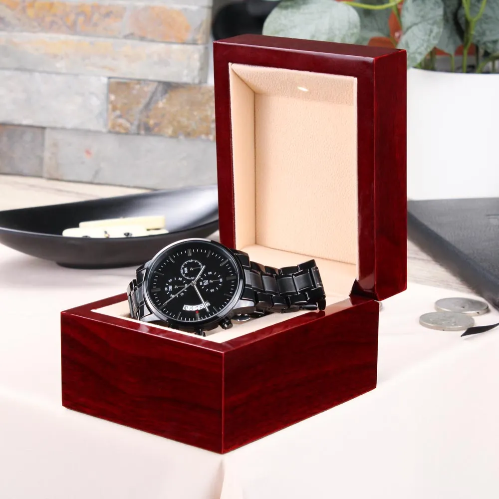 Personalized Black Chronograph Watch | Valentine's Day Gift