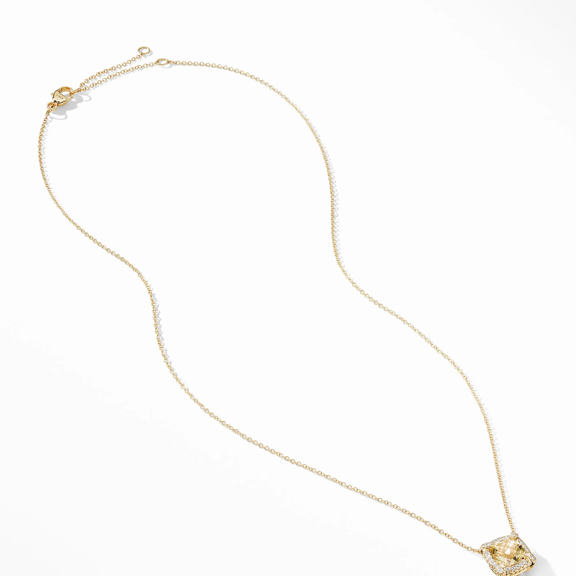 Petite Châtelaine® Pavé Bezel Pendant Necklace in 18K Yellow Gold with Champagne Citrine