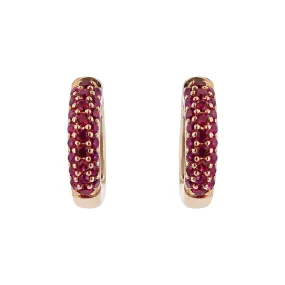 Petite Hoop Earrings with Rubies