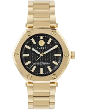 Philipp Plein - Quartz Hexagon Black Dial Gold Steel 38mm Watch - PW1BA0623 - 788090