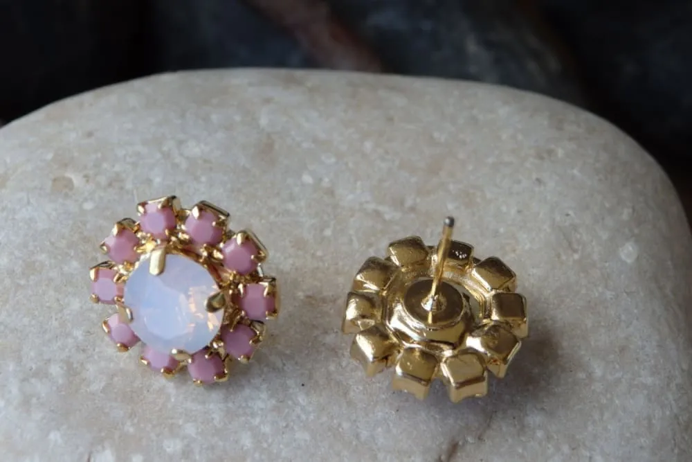 Pink Opal Crystal Studs