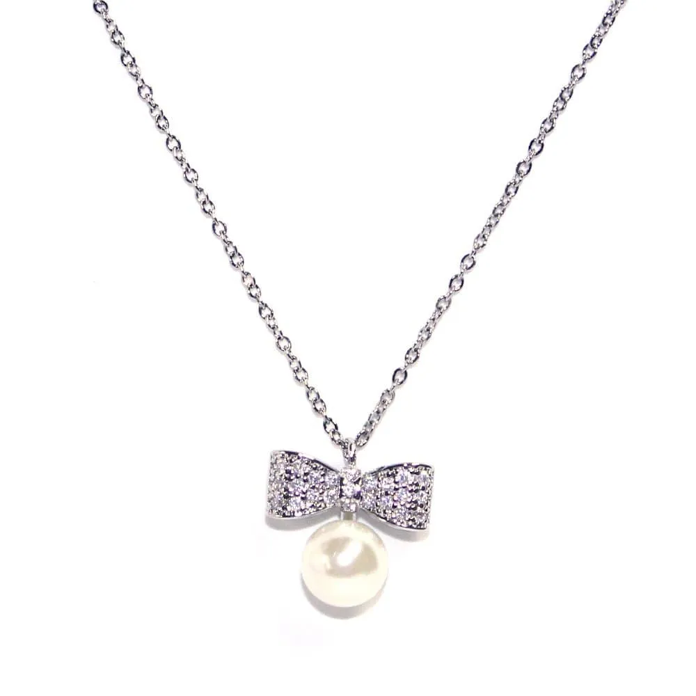 PN1005 Vanessa Bow Pearl Necklace