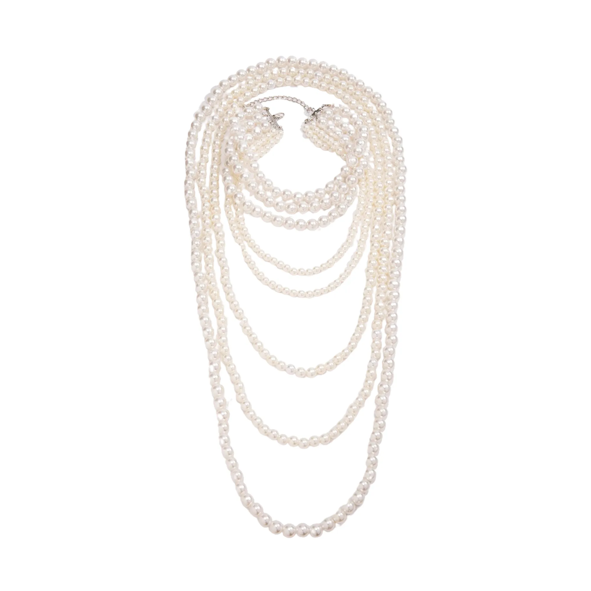 Pre Order:  Elegant Multi-Layer Long Faux Pearl Necklace