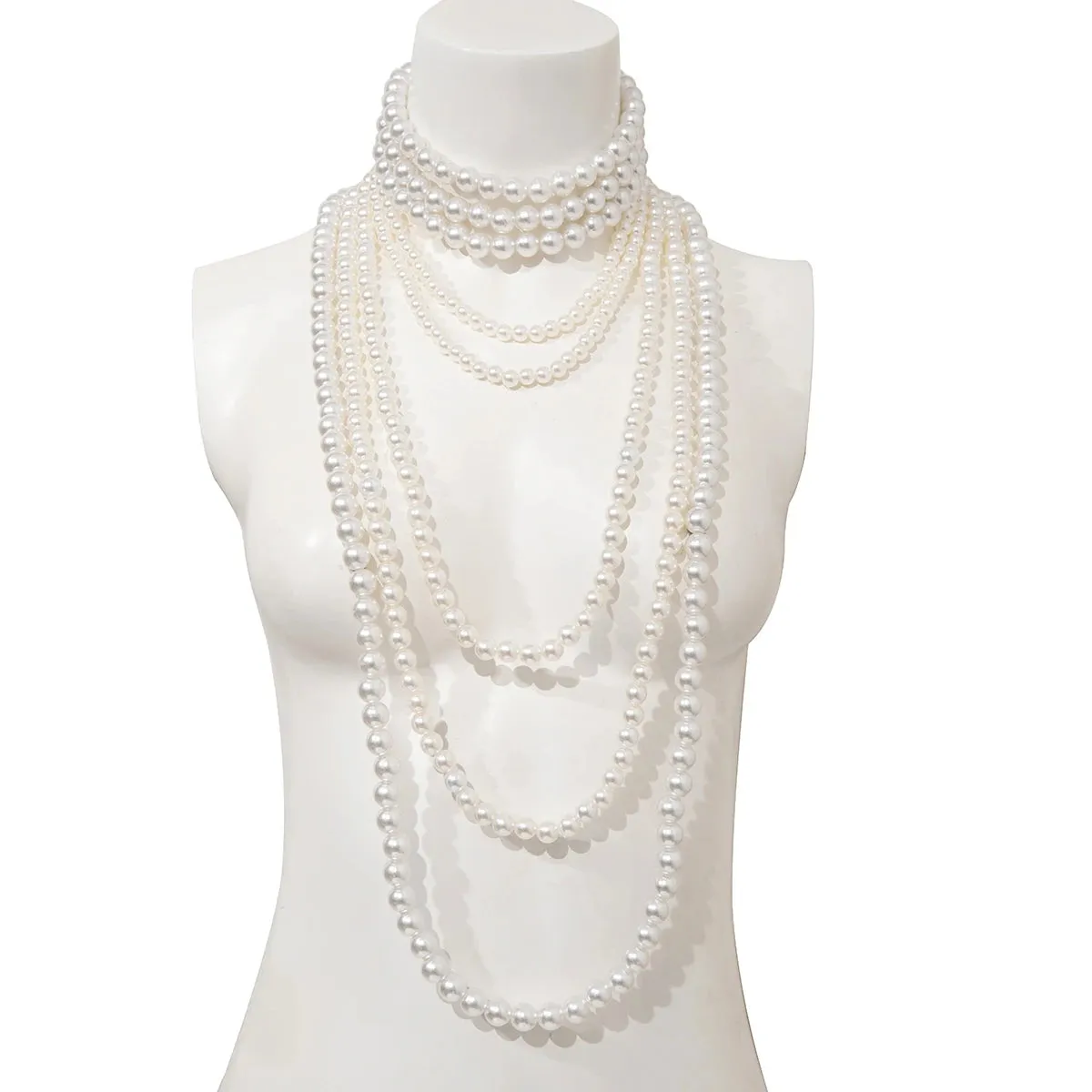 Pre Order:  Elegant Multi-Layer Long Faux Pearl Necklace