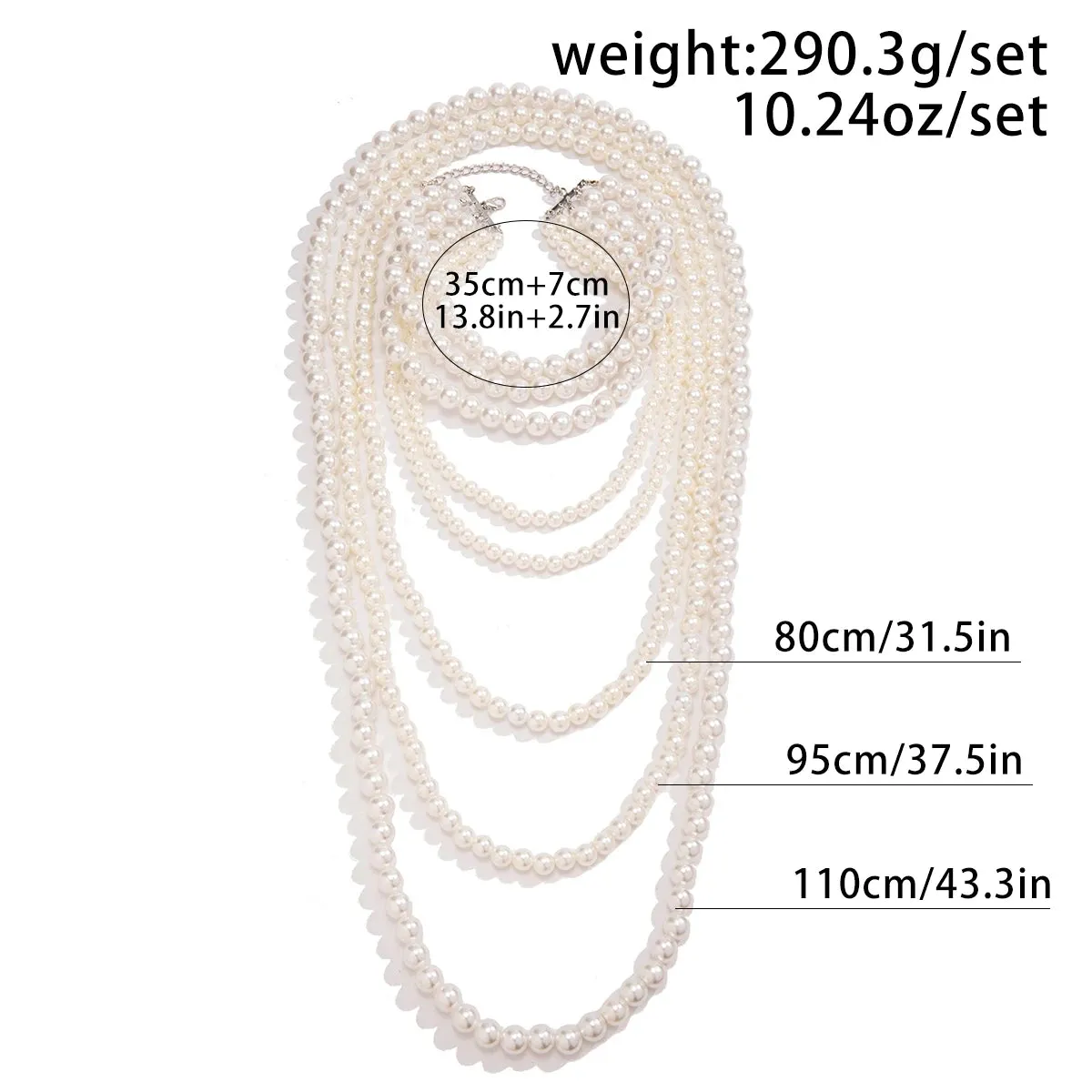 Pre Order:  Elegant Multi-Layer Long Faux Pearl Necklace