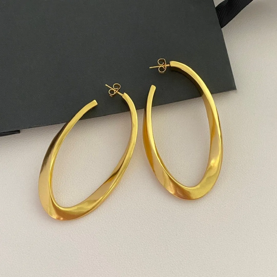 Pre Order:  Exaggerated Oval Gold Plated Earrings