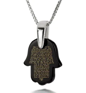 "Traveler’s Prayer", 925 Sterling Silver Necklace, Onyx