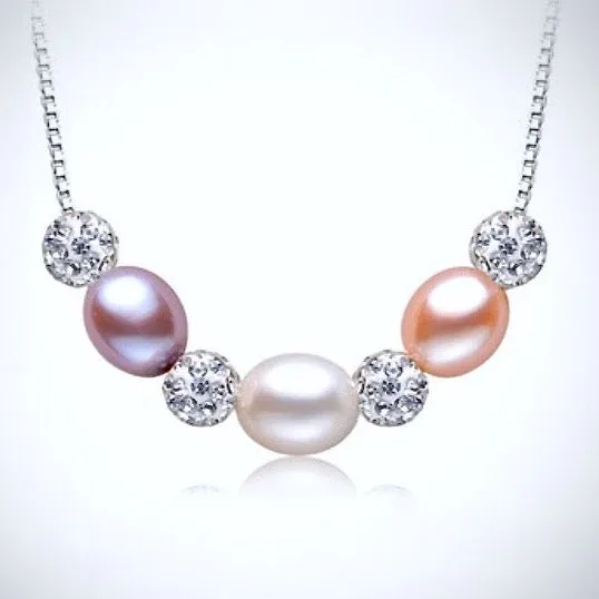 "Violet" - Sterling Silver and Natural Pearl 3-Piece Bridal Jewelry Set - More Colors