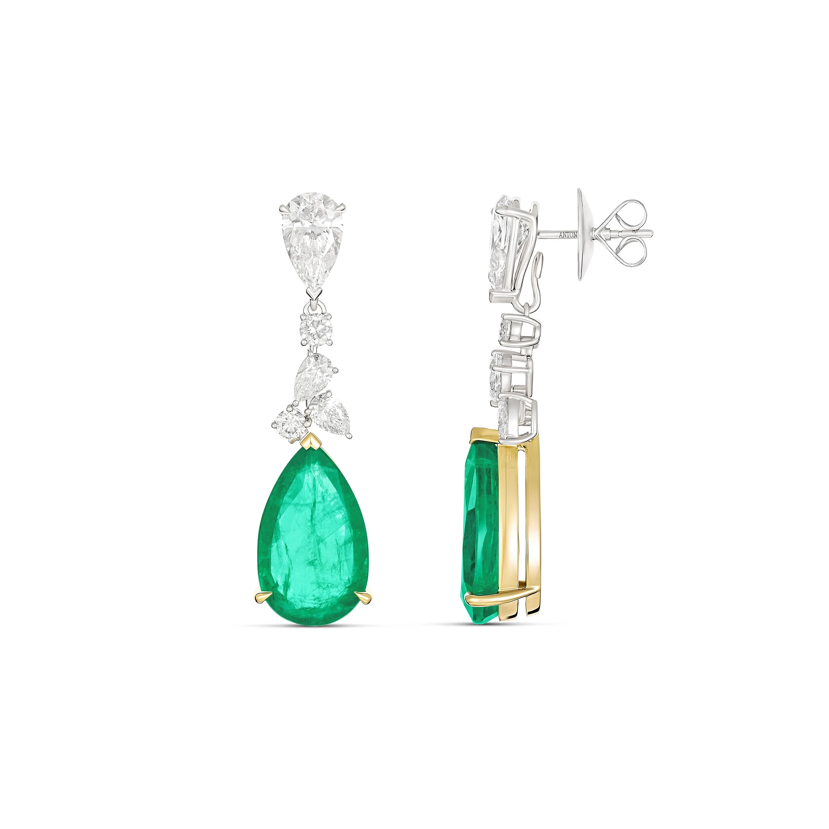 Riviera Cannes Emerald and Diamond Drop Earrings