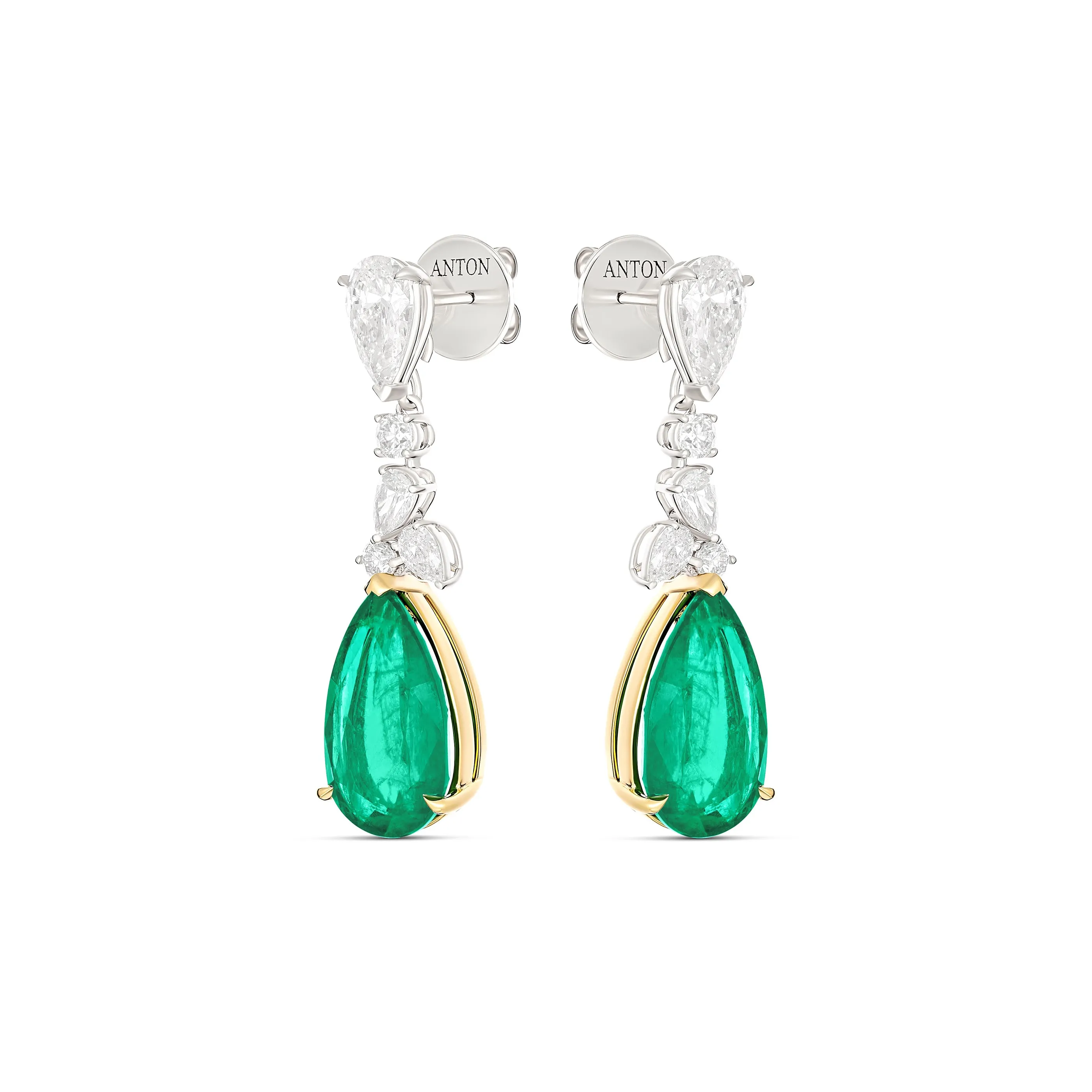 Riviera Cannes Emerald and Diamond Drop Earrings