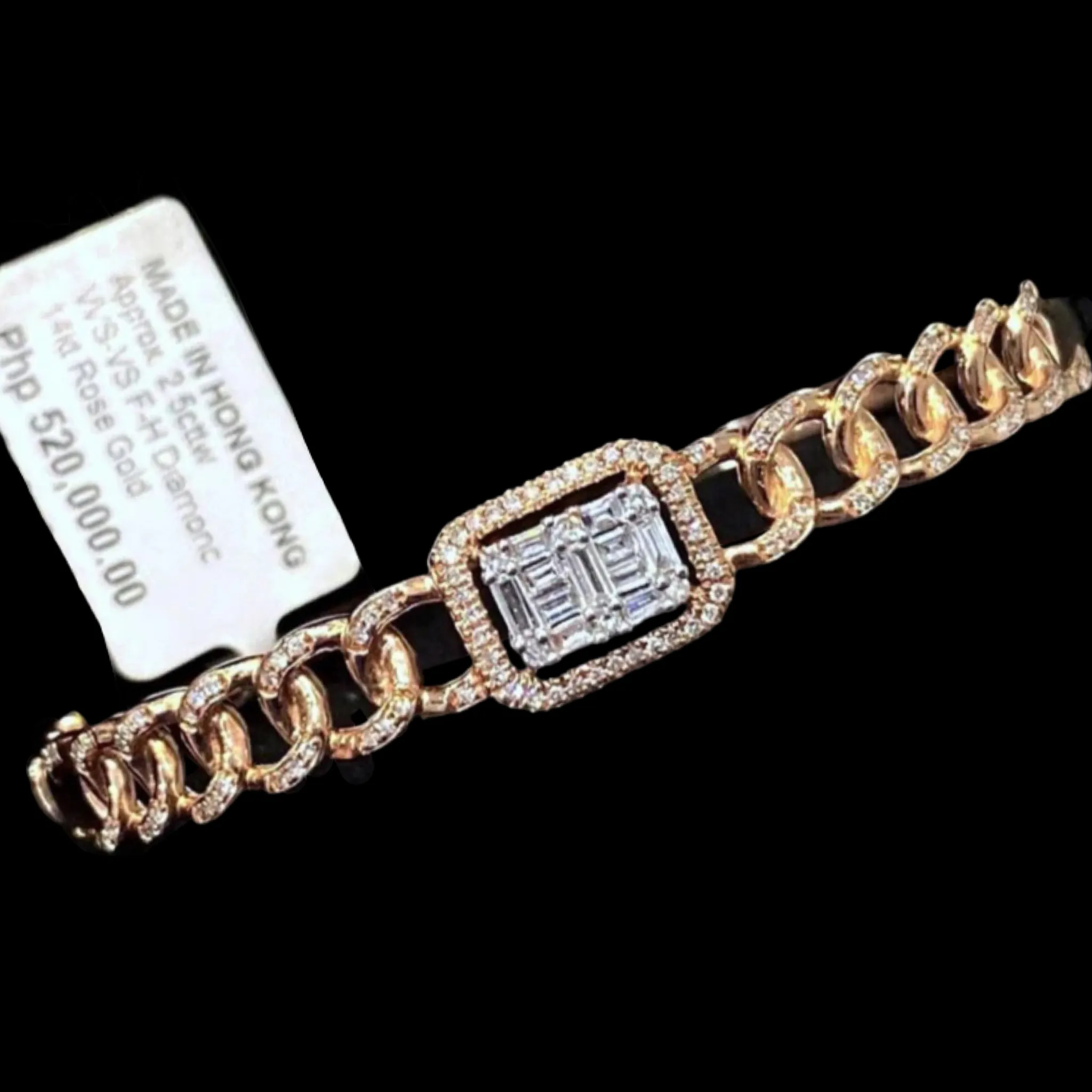 Rose Emerald Center Bracelet Diamond Bangle 14kt