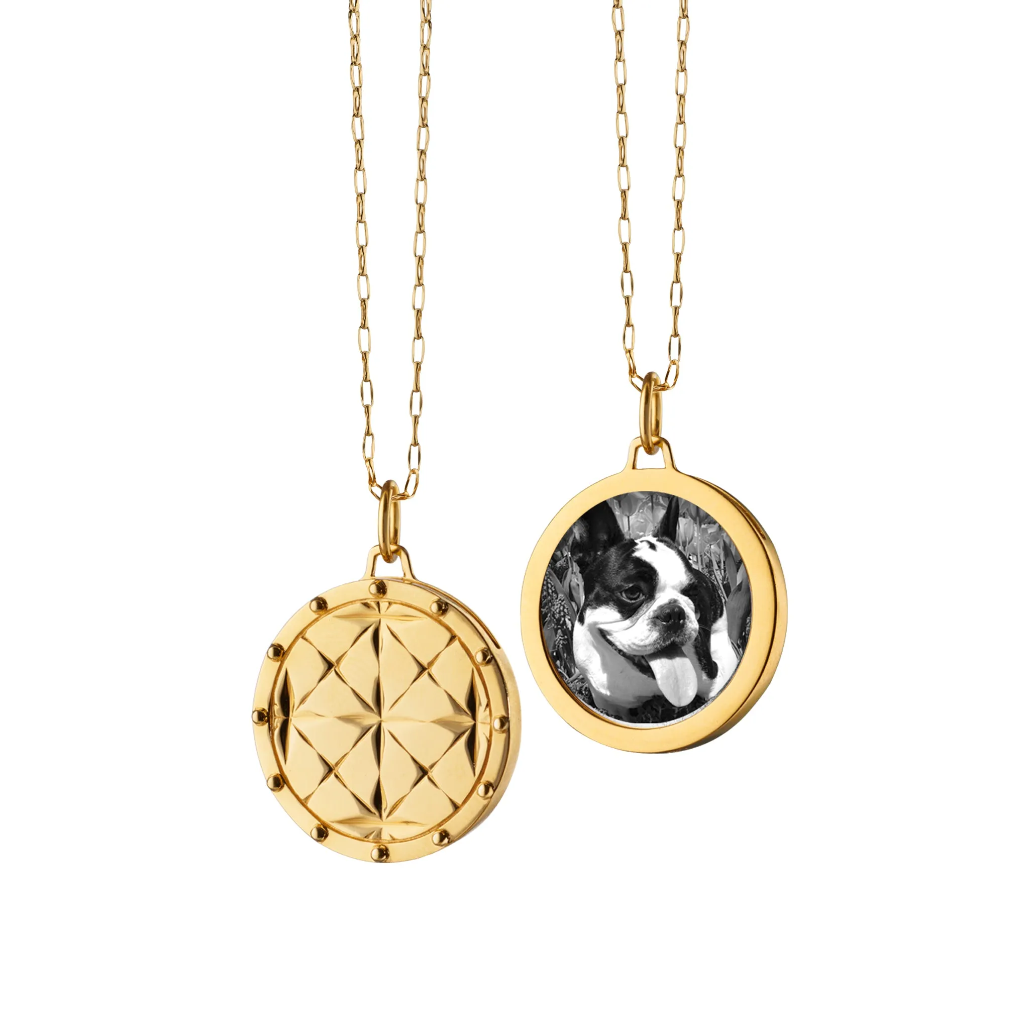 Round Mosaic 18K Gold Half Locket