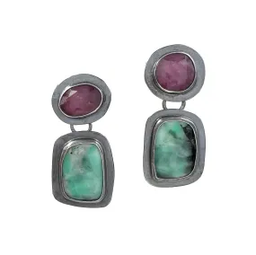 Ruby and Emerald Totem Earrings