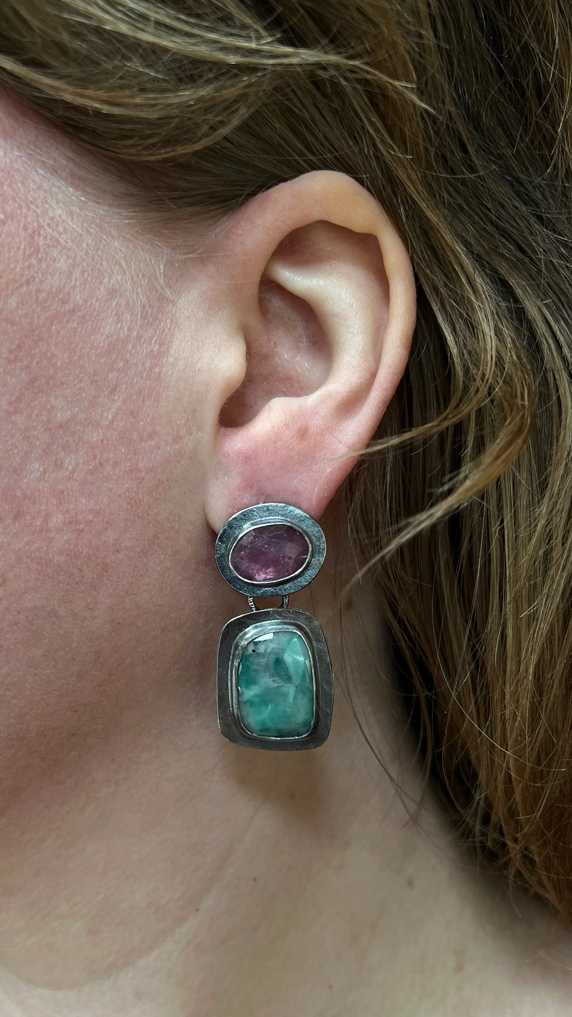 Ruby and Emerald Totem Earrings