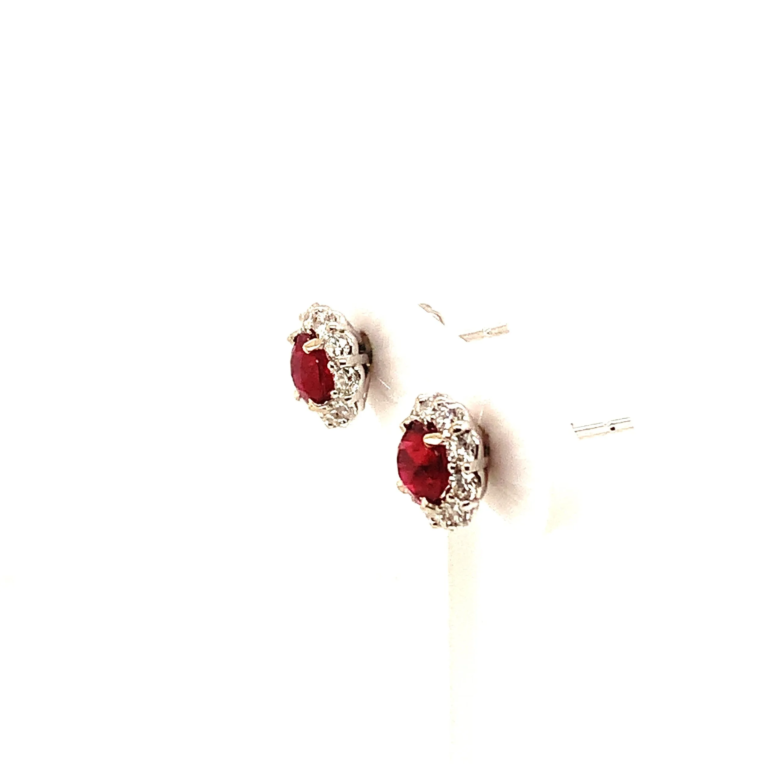 Ruby Diamond Halo Stud Earrings