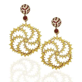 Ruby Diamond Pinwheel Earrings