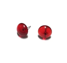 Ruby Red Transparent Retro Button Stud Earrings