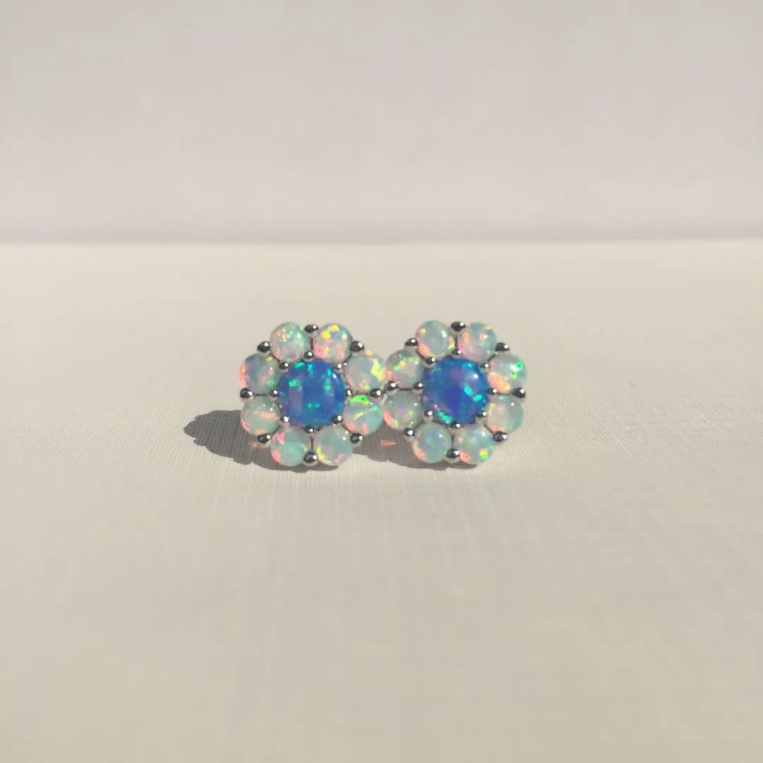 S925 Sterling Silver Opal Flower Earrings Opal Opal Jewelry