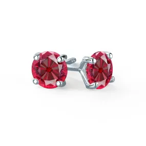 SENA - Round Ruby 18k White Gold Stud Earrings