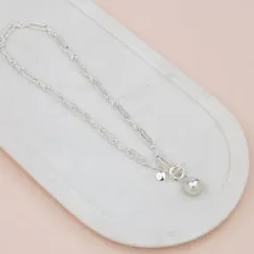 Short Silver Single Pearl Necklace**