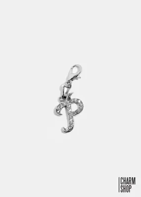 Silver Clear Italic Initial P Dangle Charm