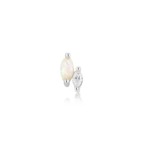 Silver Kyoto Opal and Sparkle Marquise Barbell Single Earring